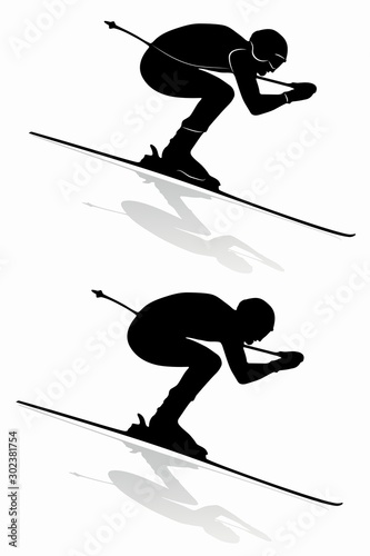 silhouette of a skier , vector draw