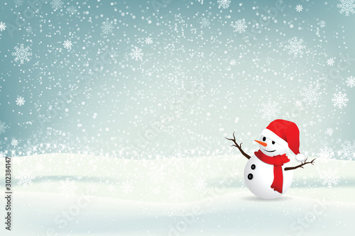 Christmas background with snowman. illustrator vector Eps 10.