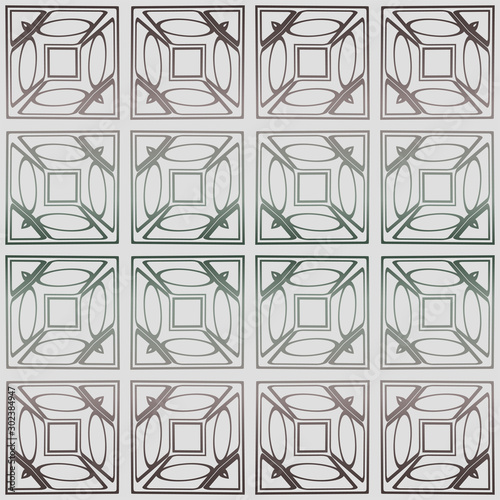 Abstract Vector Seamless Pattern With Abstract Geometric Style. Repeating Sample Figure And Line. Grey, green color