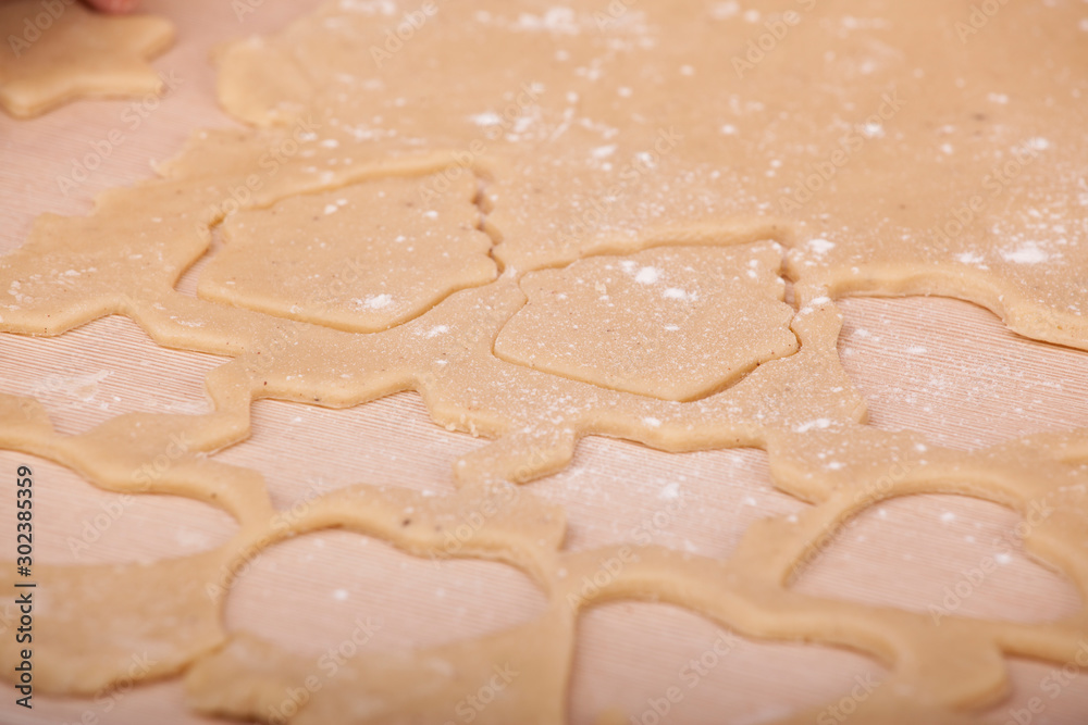 hands that make Christmas cookies, from dough and ready to bake hands that make Christmas cookies, from dough and ready to bake