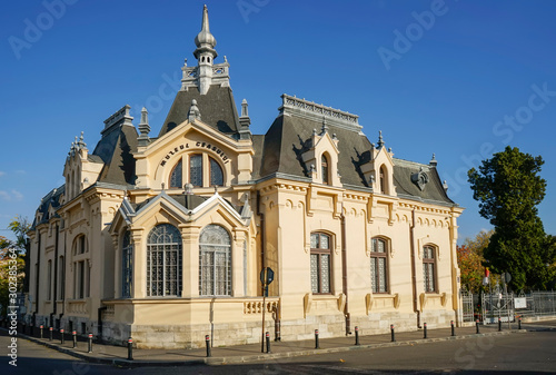 Cuadro en lienzo Architectural photography of the Clock Museum restored building in Ploiesti City