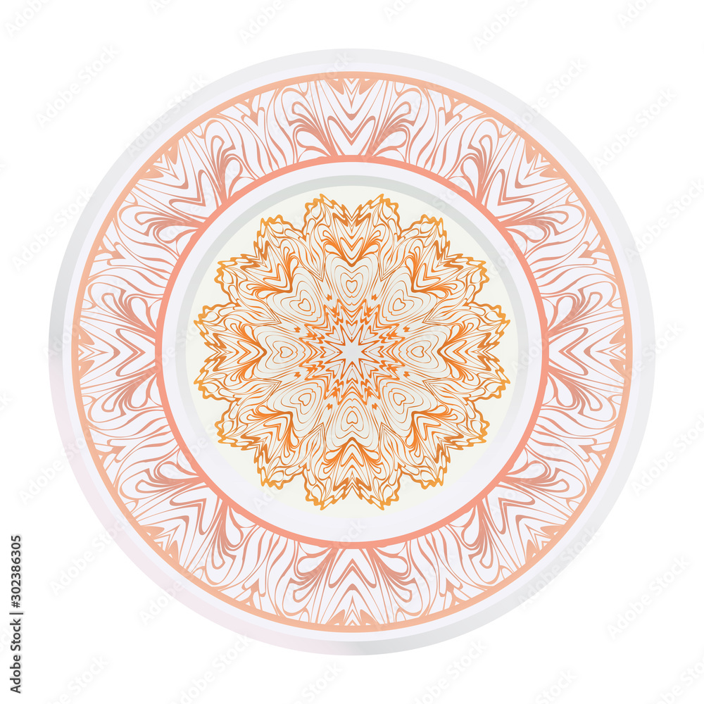 Creative round ornament with mandala. Vector illustration. For kitchen decoration Creative round ornament with mandala. Vector illustration. For kitchen decoration
