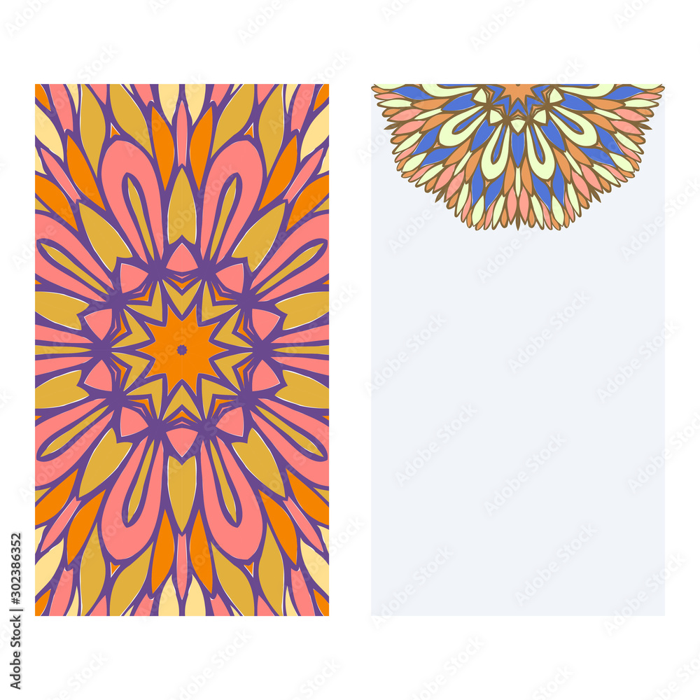 Set of two invitation card template with mandala. Vector illustration Set of two invitation card template with mandala. Vector illustration