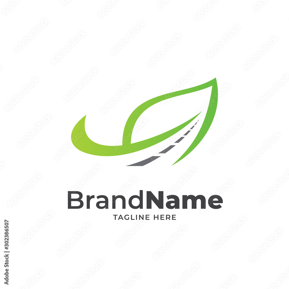 green road logo design vector, nature logo template
