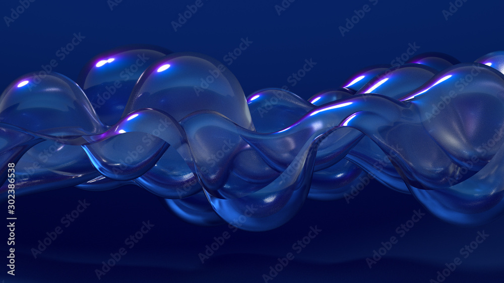 Braid of reflective blue plastic material - obrazy, fototapety, plakaty 