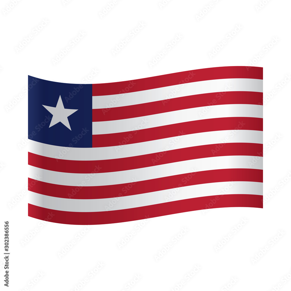 The flag of Liberia, flag of Liberia: red and white horizontal stripes, blue square with white star in upper left corner. Stock Vector | Adobe