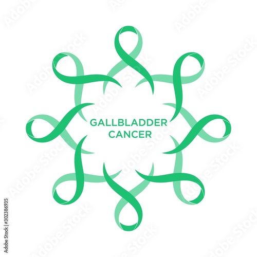 Cancer ribbon kelly green color representing the support of tackling cancers