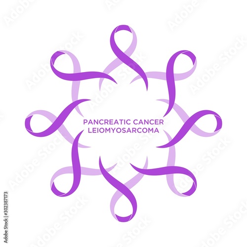 Cancer ribbon purple color representing the support of tackling cancers