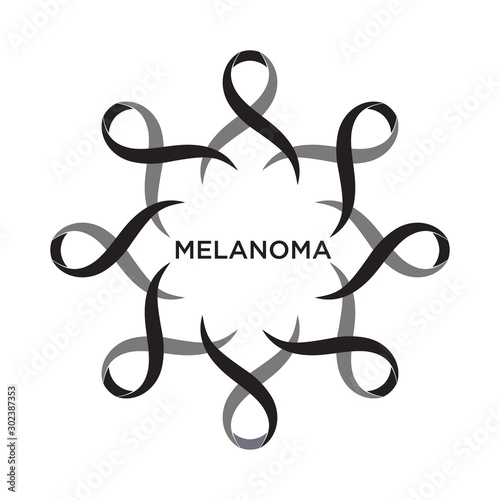 Cancer ribbon black color representing the support of tackling cancers