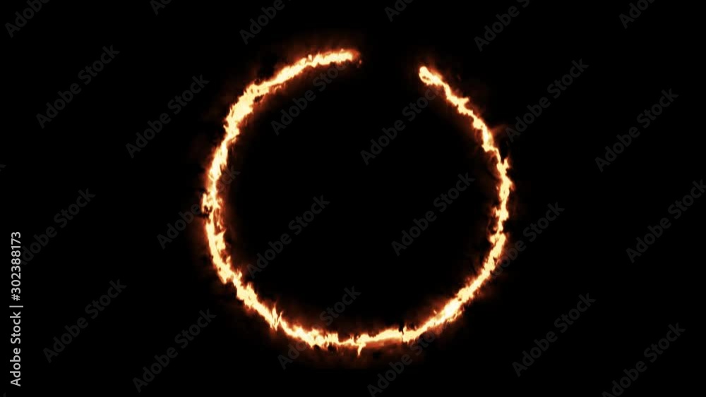 Beautiful ring of fire on black background. Abstract solar fire circle. Gradually appearing burning ring of fire. 4k Beautiful ring of fire on black background. Abstract solar fire circle. Gradually appearing burning ring of fire. 4k