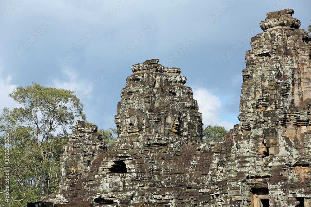 Bayon temple is Khmer ancient temple in complex Angkor Wat in Siem Reap, Cambodia