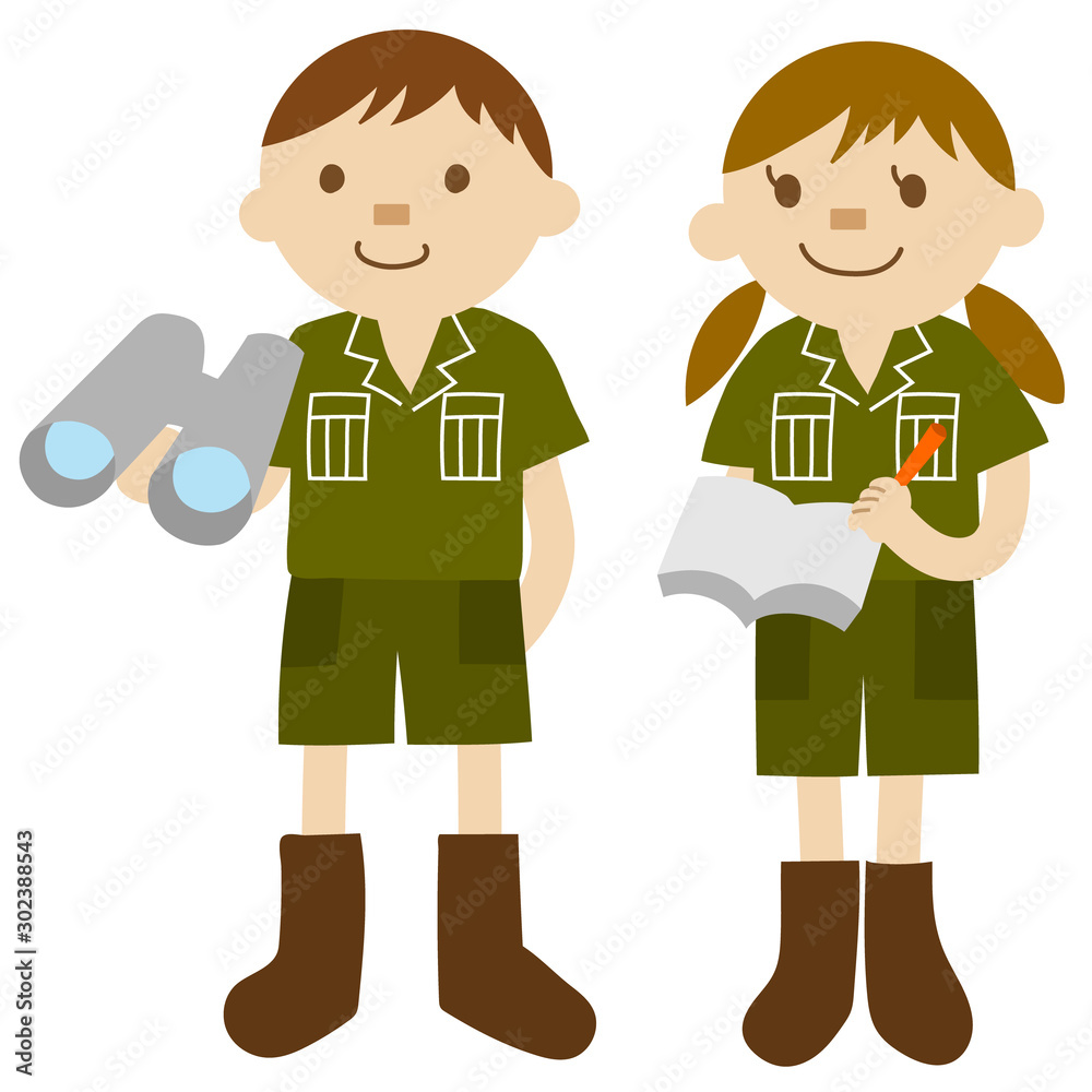 Fototapeta premium Illustration of cute child investigation team