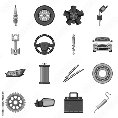 Isolated object of auto and part logo. Collection of auto and car vector icon for stock.