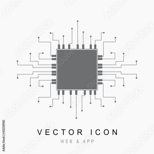 Circuit Chip icon. Processor line vector icon for websites and mobile flat design. Chip processor icon isolated in flat style. vector illustration photo