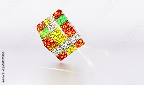 3D rendering of crystallized magic cube