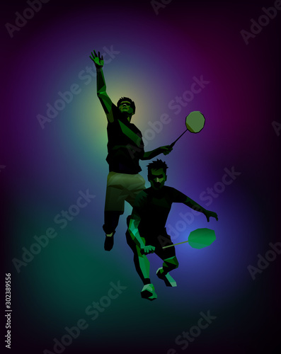 Sports poster with badminton players