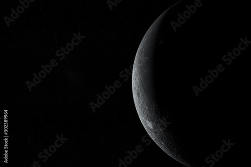 Waning MooWaning moon satellite rotating in outer spacen 001 photo