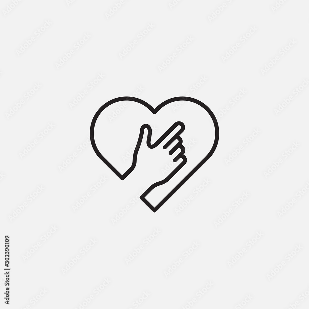 icon love hand logo template. linear vector illustration icon love hand logo template. linear vector illustration