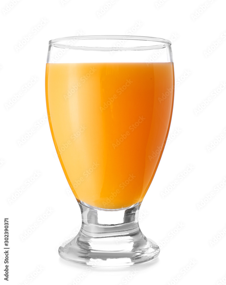 Glass of fresh orange juice on white background Glass of fresh orange juice on white background
