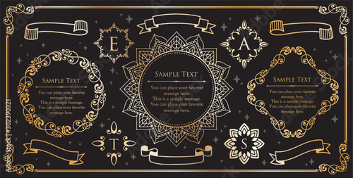 Print Beautiful decorative material with a sense of quality. Decoration. greeting card. Premium decoration. Ticket design. Antique ruled lines. High-quality box border. Design template.