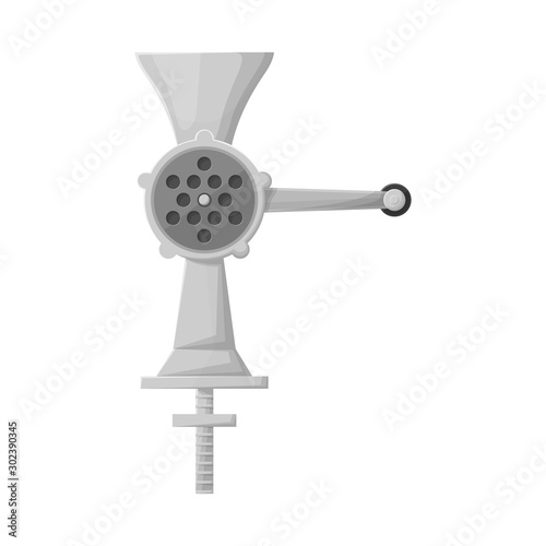 Vector design of mill and meat sign. Web element of mill and handle stock symbol for web.
