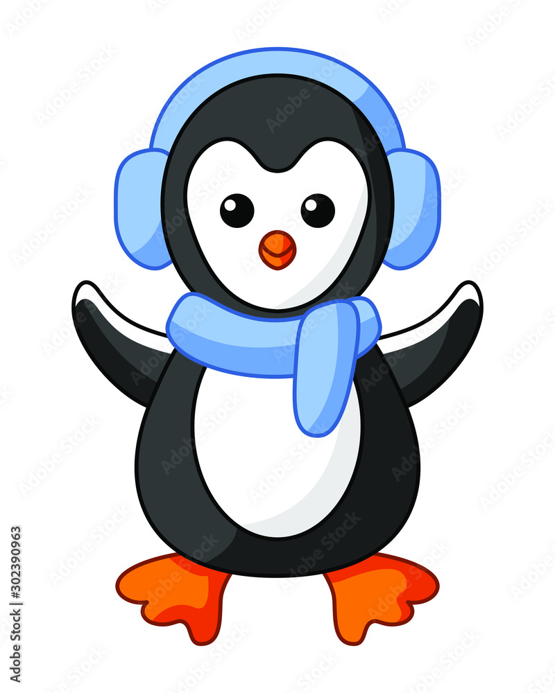 Fototapeta premium Penguin Cute Cartoon Icon Winter Season