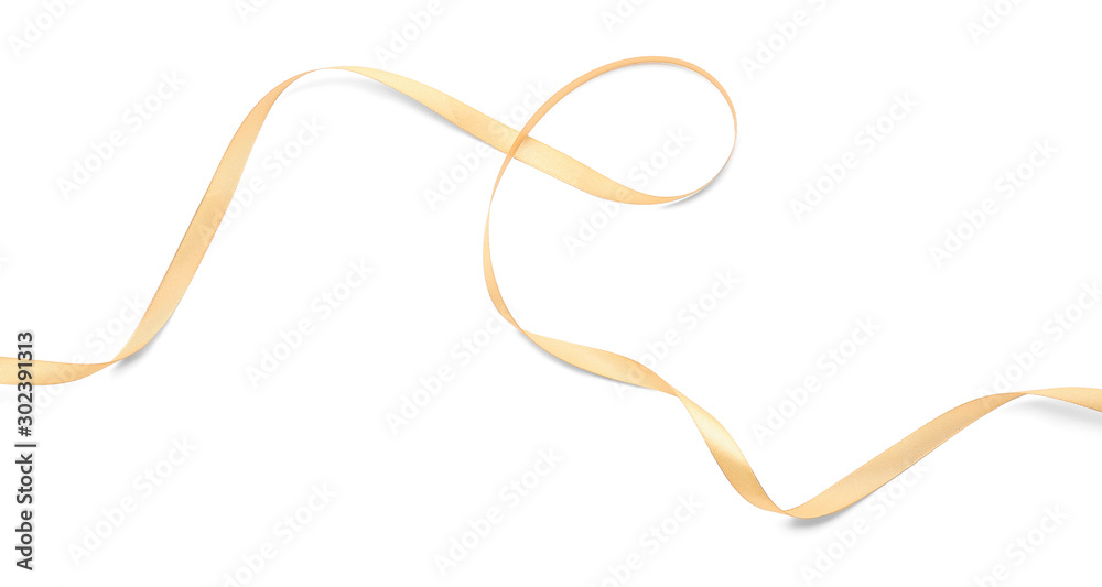 Beautiful golden ribbon on white background Beautiful golden ribbon on white background