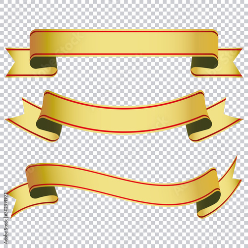gold ribbon banner on transparent background