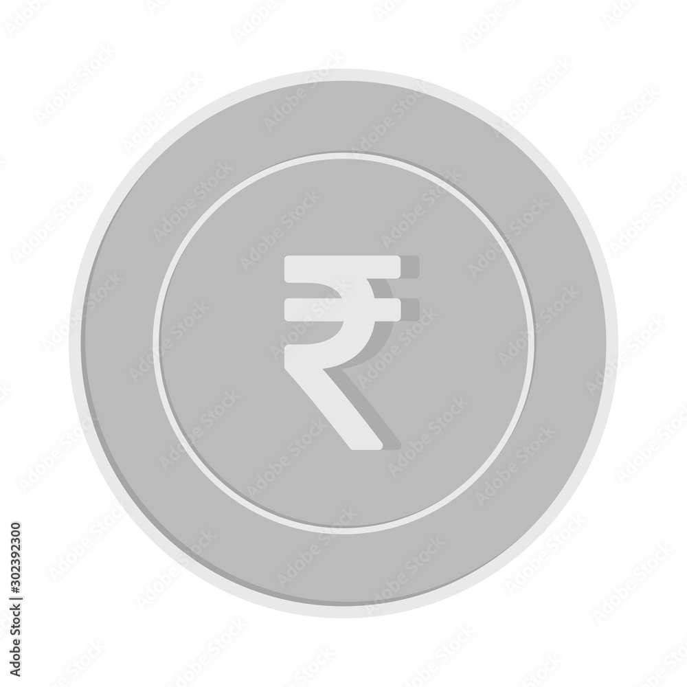 Indian rupee coin isolated on white background. IN Indian rupee coin isolated on white background. IN