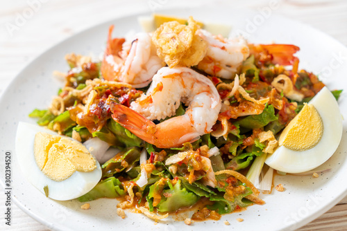 Wing Bean or Betel Nuts Spicy Salad with Prawns and Shrimps