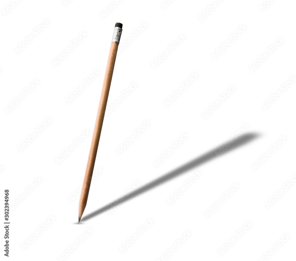 Close-up Brown wood pencil isolated on white background with clipping path.