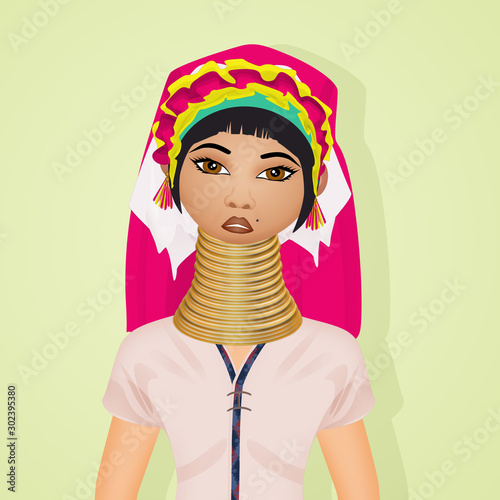 illustration of woman kayan photo