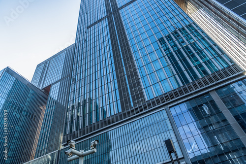 low angle view of skyscrapers in city of China.