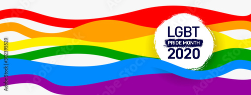 LGBT Pride Month in June 2020. Celebrated annual. LGBT flag striped. Pride day line abstract pattern. Human rights and tolerance. Vector illustration isolated on white background.