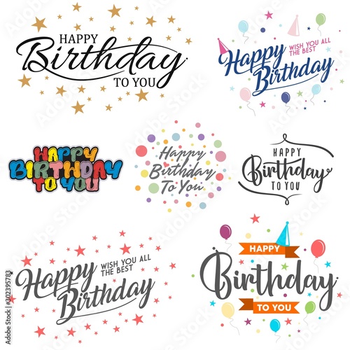 Set of letter happy birthday vector for element design on the white background