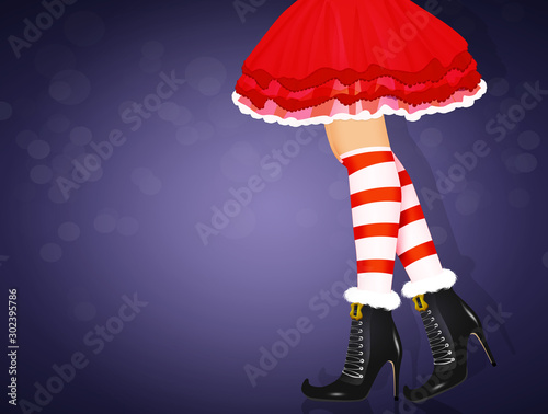 legs of Santa Claus girl close up