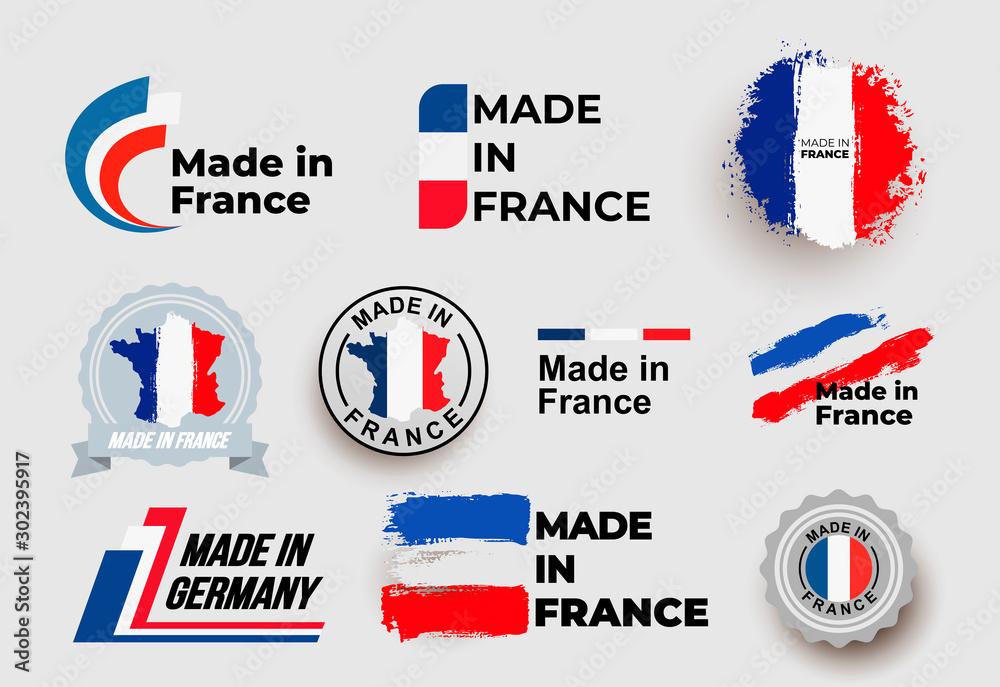 Round sticker. Illustration of flag of France