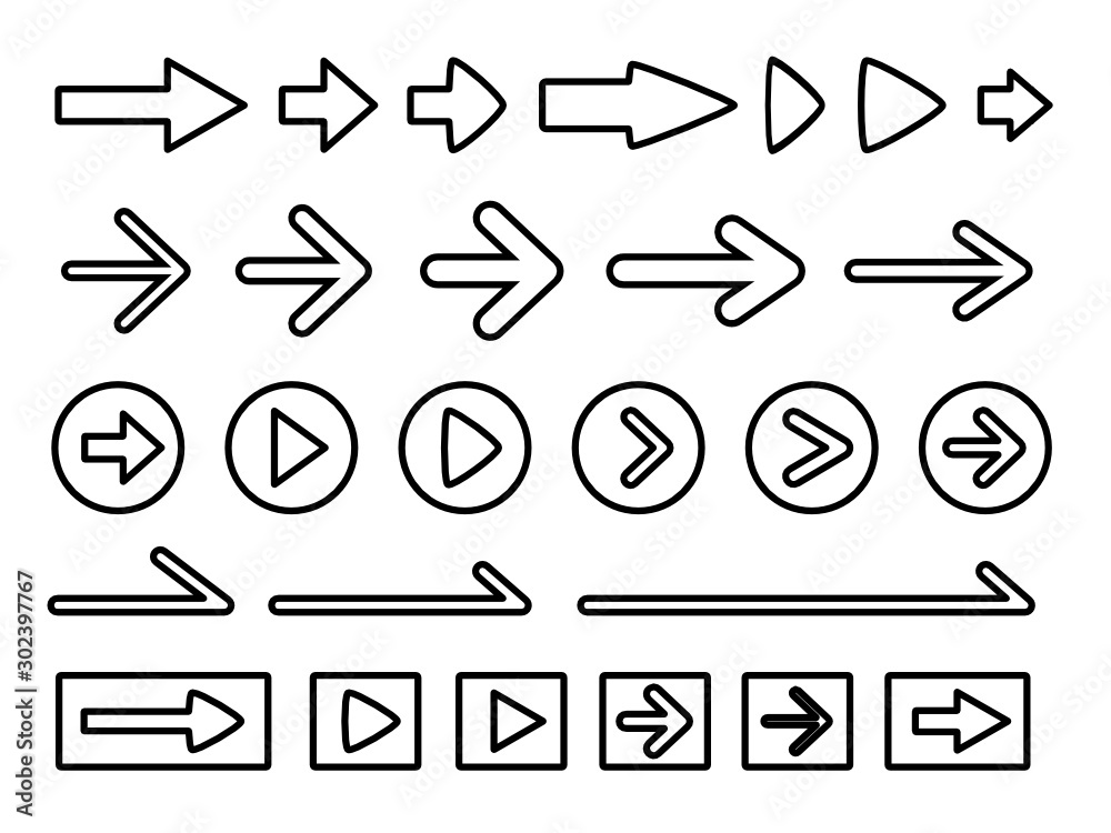 色々な矢印アイコンのセット Stock ベクター Adobe Stock