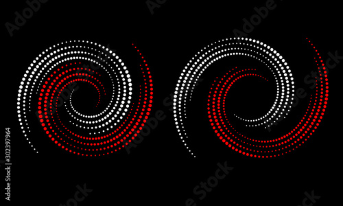 Abstract dotted vector background. Halftone effect. Spiral dotted background or icon. Yin and yang style