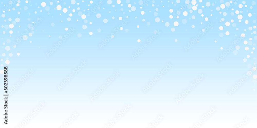 White dots Christmas background. Subtle flying sno