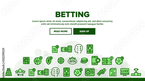Betting Football Game Landing Web Page Header Banner Template Vector. Casino Chip And Coin, Smartphone and Tv Monitor, Basketball And Box Betting Illustration