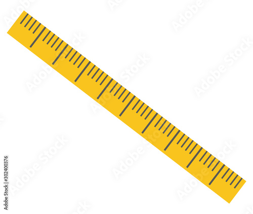 Yellow ruler vector, isolated icon of device for measuring object for precision. Item decorated with dots, made of plastic material school supply. Back to school concept. Flat cartoon