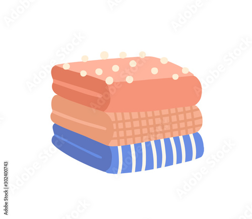 Pile of folded clothes flat vector illustration