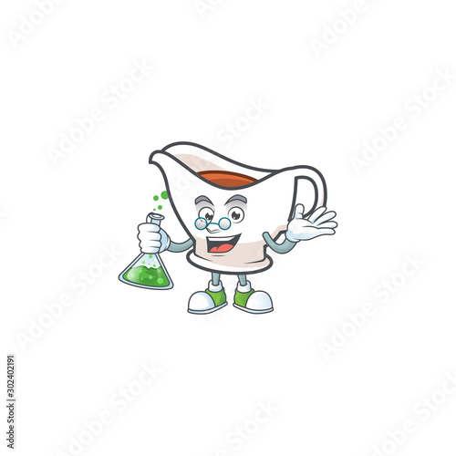 Cartoon gravy boat in the mascot professor