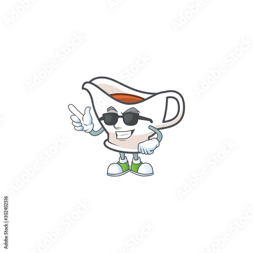 Cartoon gravy boat in the mascot super cool