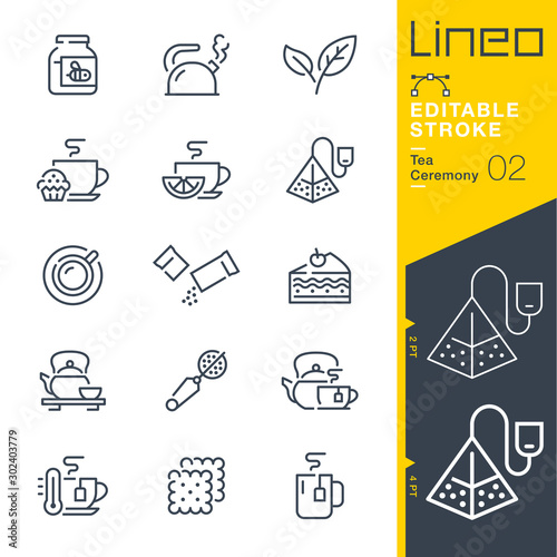 Lineo Editable Stroke - Tea Ceremony line icons