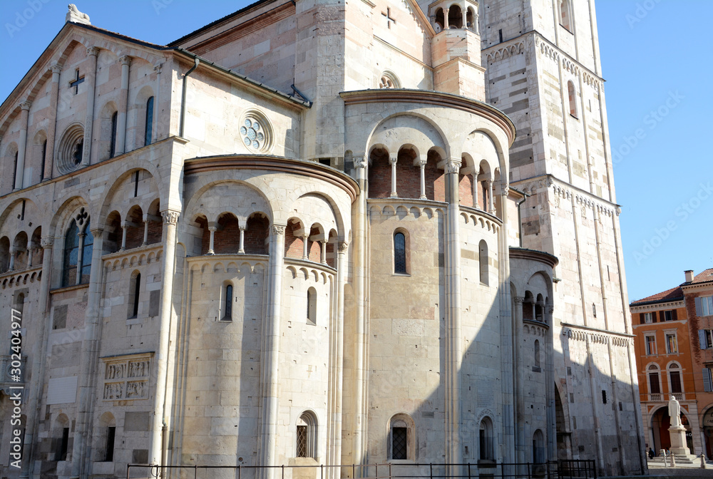 Italy /Modena – June 23, 2019: the Modena Cathedral is a masterpiece of the Romanesque style. It was built in the year 1099 by the architect Lanfranco on the site of the sepulcher of San Geminiano.