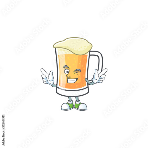 Mug of beer in a wink character