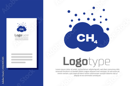 Blue Methane emissions reduction icon isolated on white background. CH4 molecule model and chemical formula. Marsh gas. Natural gas. Logo design template element. Vector Illustration photo