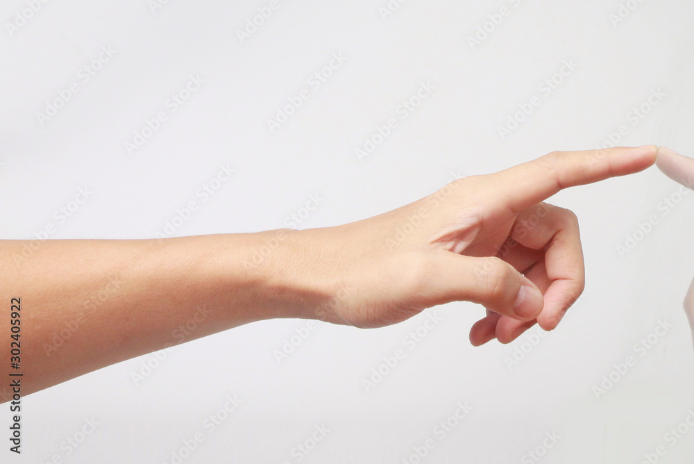 Hands touching button screen interface Hands touching button screen interface